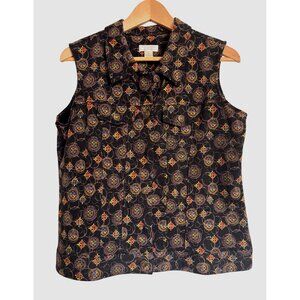 Christopher Banks Vest Print Size Medium Pockets Button Up Knit